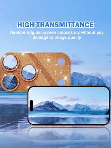 1pc - 17 Pro Max Camera Screen Protector, Glossy Camera Cover, With 9H Tempered Glass Lens And Metal Decorative Ring, 6.9 Inch (Shiny Orange) - Burnt Orange - View 5