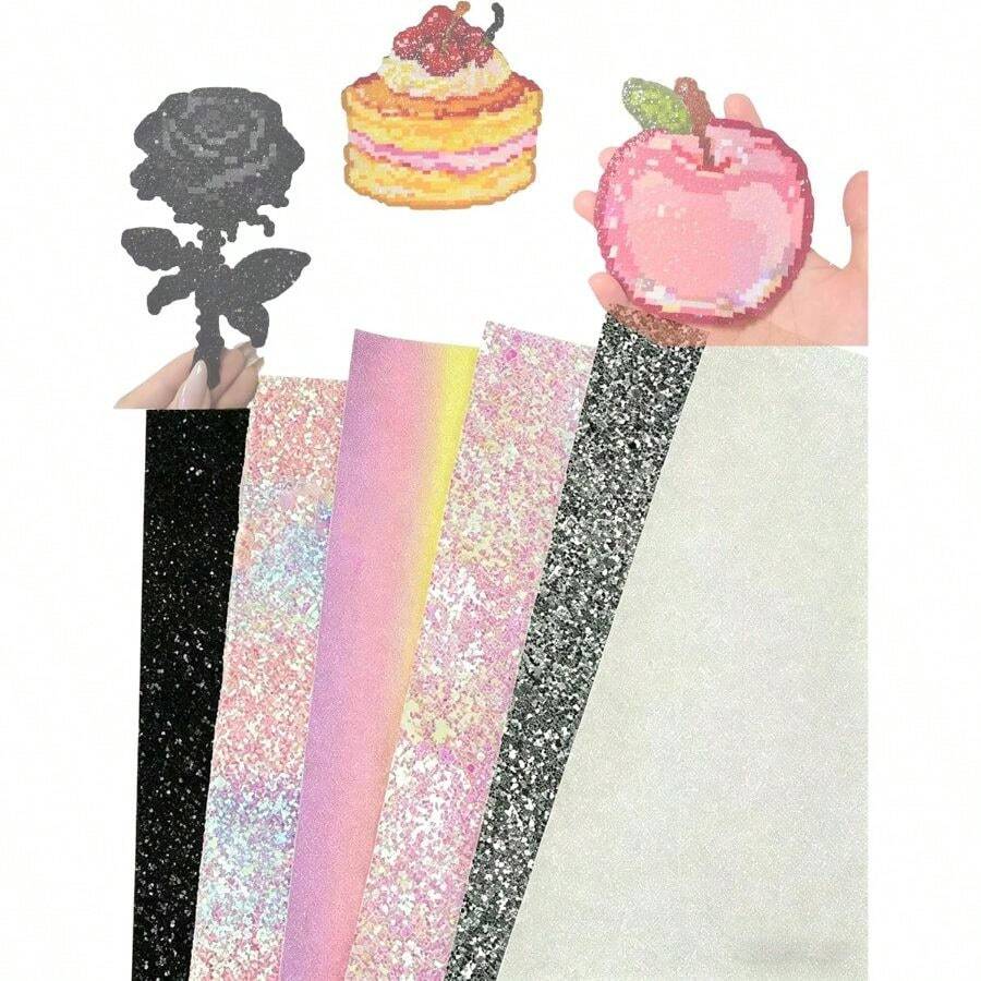 2026 New 6Pcs Holographic Ironing Paper, Glitter Fuse Bead Heat Resistant Melting Sheet Crafts, Beading Fabric(30x30cm/11.8x11.8) - C - View 1