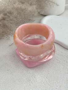 1pc/3pcs Exaggerated Elegant Fashion Pink Acrylic Resin Bangle Set, Minimalist Exquisite Asymmetrical Bangle, Can Be Worn Individually Or Layered, Suitable For Women's Daily Wear, Party, Vacation, Holiday Gift Jewelry Set. (The Texture, Color And Shape Of The Bangle Are Not Fixed And Are Subject To The Actual Product) - Pink - View 8