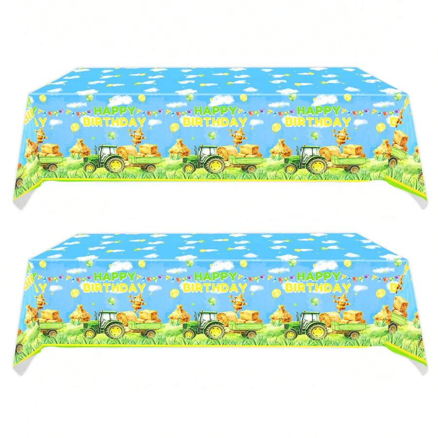 1/3PCS Tractor Party Tablecloth For Scarecrow Tractor Birthday Decorations, Farm Birthday Shower Party Farm Tractors Table Cover,54 X 108 In - Scarecrow Tractor Tablecloth - View 1