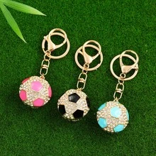1pc Cross-Border New Style Full Rhinestone World Cup Football Keychain Personalized Fashion Fan Pendant Exquisite Car Bag Charm Car Pendant Football Casual Zinc Alloy Keychain Summer - Multicolor - View 2