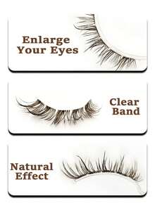 6 Pairs Wet Look Brown False Eyelashes, Clear Band, Fluffy Reusable, Extendable, For Dramatic Curly Lightweight Makeup, Makeup Tools - View 4