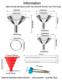 3/5pcs Set, 3 Sizes Small Funnel, Stainless Steel Mini Metal Food Funnel With Liquid, Oil And Powder Transfer Function, Suitable For Kitchen Bottle Filling, Gold - 3pcs/Set - Grey - View 14