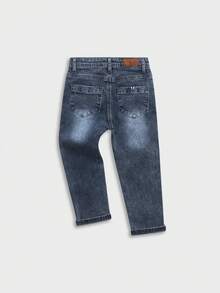 Quần jeans ống đứng màu tối cổ điển dành cho bé trai, thích hợp cho mùa hè/thu trở lại trường học. - Màu xám đen - Xem 4