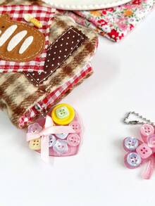 1 pieza Colgante de botón acrílico creativo con llavero de trébol de cuatro hojas, estrella, corazón, accesorio de bolsa de regalo, encanto dulce Y2K estilo retro con cuentas - Multicolor - Ver 8
