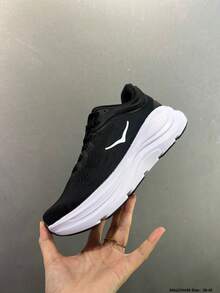 Hoka One One Bondi 9 Road Running Shoes, Breathable, Lightweight, Cushioned, Non-Slip, Suitable For All Seasons, Black & White, Men & Women - Black and White - View 4