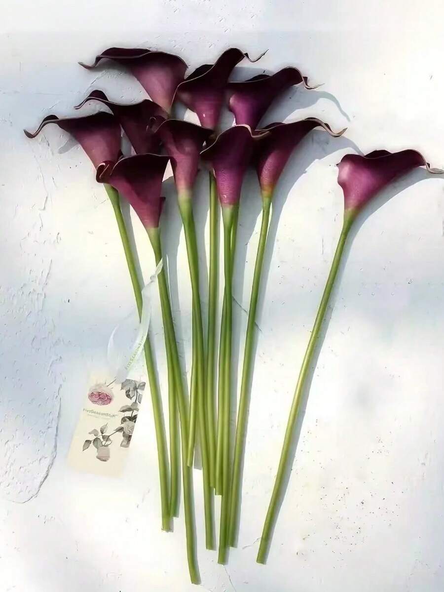 1/4/7/8/10支人造馬蹄蘭仿真花束,適合婚禮、派對、花園裝飾,可用於客廳、臥室、餐桌、辦公室裝飾,居家裝飾花卉,情人節、生日、畢業禮物 - 紫色 - 查看 1