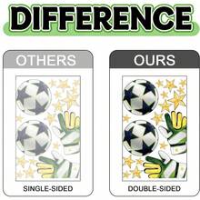 ZAWE 9 Sheets Soccer Trophy Flowers Stars Window Clings Double - Sided Reusable Static Window Decals Stickers Game Day Soccer Party Home Classroom Office Decorations - Colored - View 6
