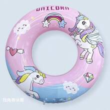 1pc Pink Unicorn Inflatable Swimming Ring Cute Cartoon Pool Float Summer Beach Water Toy For Kids - Pink - View 7