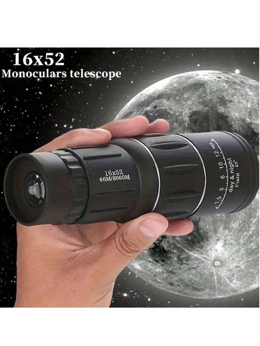 16x52 High Definition Portable Monocular Telescope, Long Distance High Definition Focus Compact Monocular Telescope, Super Zoom Monocular Optical Telescope, Suitable For Hiking, Camping, Fishing, Birdwatching, Hunting, Sports, Football Games, Sightseeing And Concerts, Best Gift For Adults - Multicolor - View 1
