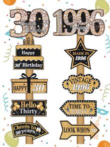 1套黑金30歲生日派對告示卡,紙製門飾對聯橫幅背景裝飾,黑金30歲生日派對背景牆裝飾告示,拍照道具,居家裝飾,房間裝飾,生日派對攝影道具,黑金生日派對裝飾,返校畢業婚禮裝飾,生日派對用品 - 30th - 查看 4