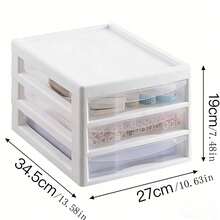 3-Tier Drawer Cosmetic Storage Box, Home Desktop Nail Art Jewelry Transparent File Organizer, Multi-Layer Storage Cabinet For Students - View 5