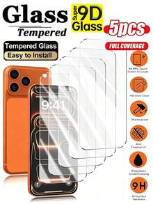 MSRI 5pcs High Definition Transparent Screen Protector, Compatible With IPhone 11/12/13/14/15/16/17/17E/17 Pro Max /X/XS/XR Series, 9H Hardness, Anti-Scratch, Anti-Crack, Anti-Dust, Easy Installation, Smartphone Accessories - Clear - View 35