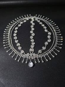 New Tassel Hair Chain, Luxury Sparkling Rhinestone Hat Headpiece, Fashion Stage Performance Hair Accessory - Multicolor - View 3