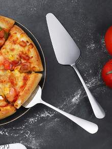 1pc Stainless Steel Cake Spatula, Suitable For Cutting Cakes, Pizzas And Cheeses. It Is A Baking Tool, Specially Designed For Cutting Thin Pizza Bases, Baking Utensils And Pizza/Cake Cutting Knives. It Is Also An Indispensable Accessory In The Baking Process. - Multicolor - View 4
