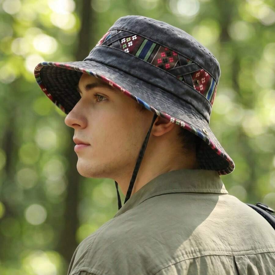 European And American Style New Washed Distressed Bucket Hat Summer Outdoor Travel Hiking Boonie Hat For Men - A - View 1