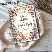 1pc A5 Notebook, Watercolor Floral & Inspirational Slogan Cover, Spiral Bound Journal, Suitable For Back To School, Daily Notes & Life Reflections - A5 - View 2