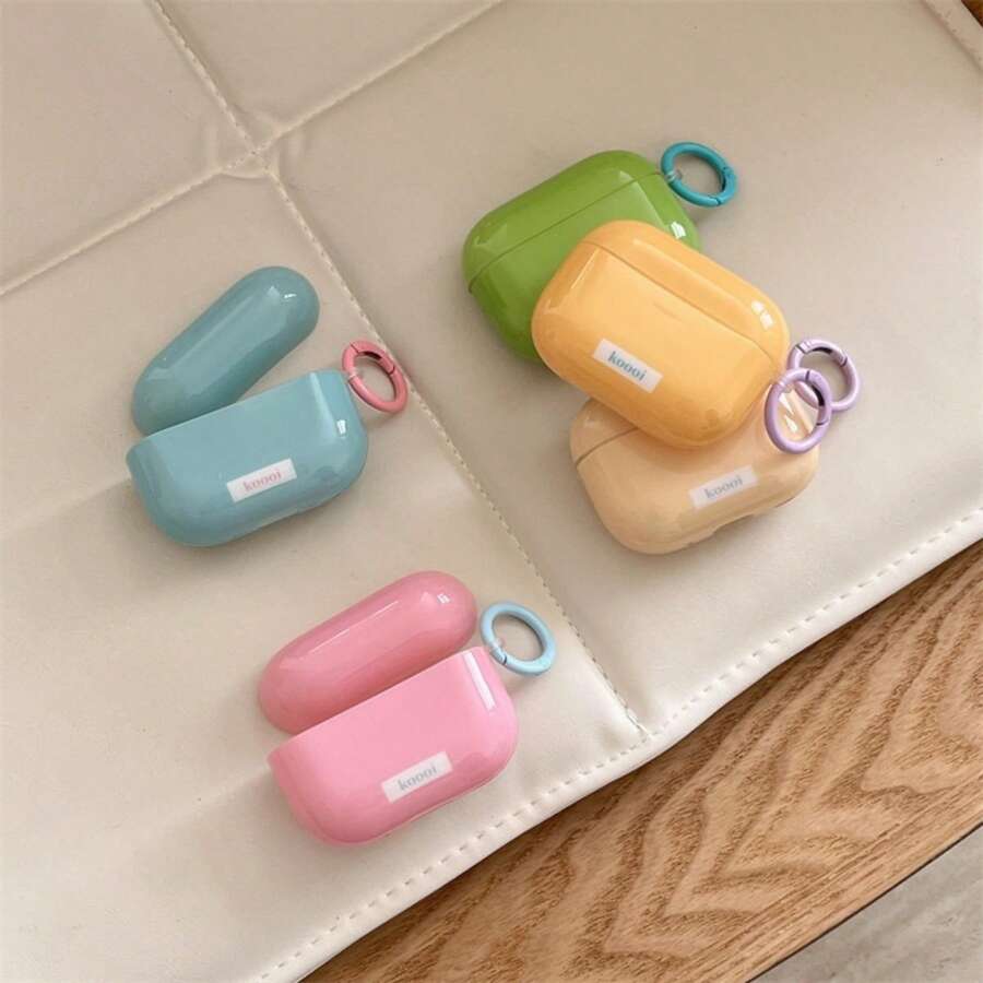 韓式簡約純色5色糖果+圓環耳機保護套 適用於AirPods Pro 3 新Pro 2 保護殼 Pro 可愛 Apple 4 簡約 3 個性化 1/2代 女款耳機保護套 春夏耳機套/生日禮物/節日禮物 - 彩色 - 查看 1