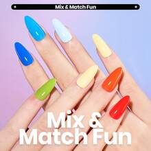 Beetles 12 Colors Quick Dry Neon Glitter Nail Polish Set, Rainbow Regular Air Dry Fingernail Polish, DIY Nail Art Salon Home Women Gift - 12 Colors Tropical Twist - 查看 3