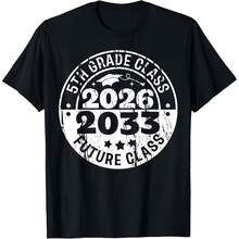 Retro Future Class Of 2033 5th Grade Graduation Boy Girl T-Shirt - Black - View 1