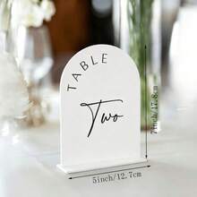 10/15/20pcs White Acrylic Wedding Table Number Signs, 5x7 Inch Arched Base Printed Design, Suitable For Wedding, Event, Party, Restaurant, As Best Gift, Wedding Decor, Home Decor, Party Favor, Bride Birthday, Graduation Decor And Bachelorette Party Decor! - View 2