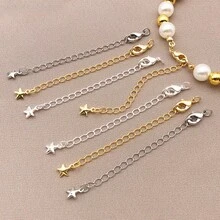 3件套18K镀金黄铜延长链，星形延长链，带龙虾扣和开口环，可作为吊坠延长链，用于制作项链、手链等珠宝，DIY工艺品材料 - 尾鏈 - 查看 3