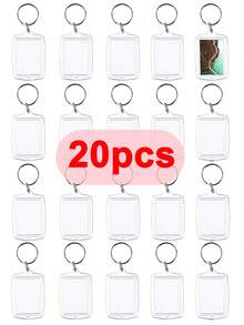5~100pcs Transparent Blank Acrylic Photo Frame Keychain DIY Detachable Ring Key Chain Gift, Birthday Gift - Multicolor - View 14