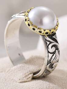 Vintage Textured Women's Ring, Dual-Color Carved Craftsmanship, Creates A Casual And Gathering Atmosphere, Suitable For Daily Life And Holiday Gatherings, A Perfect Gift For Her - Silver - View 10
