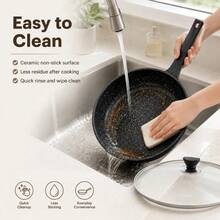 Chảo chống dính 28cm, vật dụng thiết yếu trong gia đình, chảo đáy phẳng phù hợp với mọi loại bếp, có thể rửa bằng máy rửa chén, thiết kế không đinh tán, nồi nhôm. - Xem 8