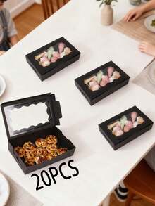 20/10個/1個 餅乾盒 糕點盒 7 X 4.3 X 1.5 英吋 紙盒 烘焙食品高級禮盒 適用於甜點、婚禮、派對、聖誕節、生日（粉紅色） - 彩色 - 查看 22