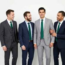 Set Of 5 Light Gray Formal Ties For Groomsmen, Weddings, Events, And Conferences - 翡翠綠 - 查看 2