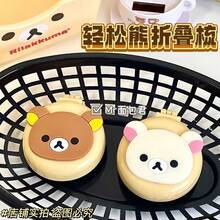 San-X Rilakkuma Cartoon Self-Deprecating Bear Folding Comb Mirror 2-In-1 Travel Portable Cute Comb Japanese Style - Multicolor - View 1