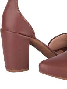 Munita Women's Dress Shoe, Pointed Toe Pump, Thick Block Heel, Comfortable Sandal With Closed Heel - 鏽棕色 - 查看 2