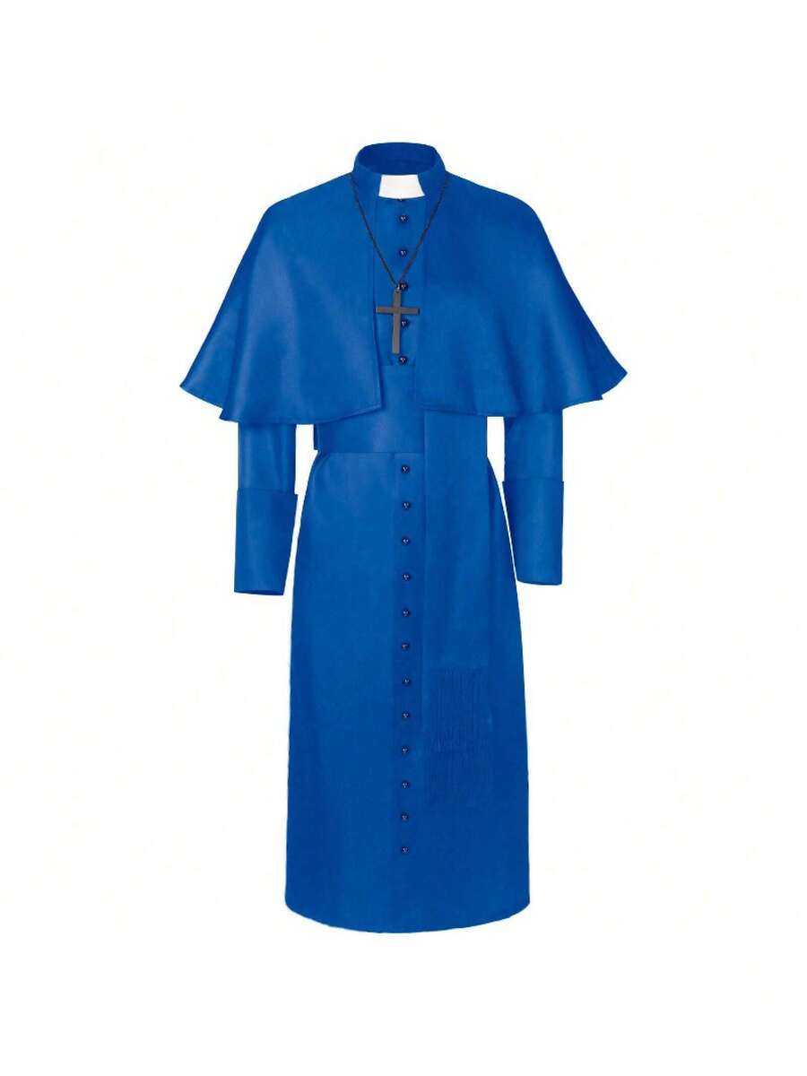 Cosplay Clothing - The Priest's Blue Cloak (with a Cross) - View 1
