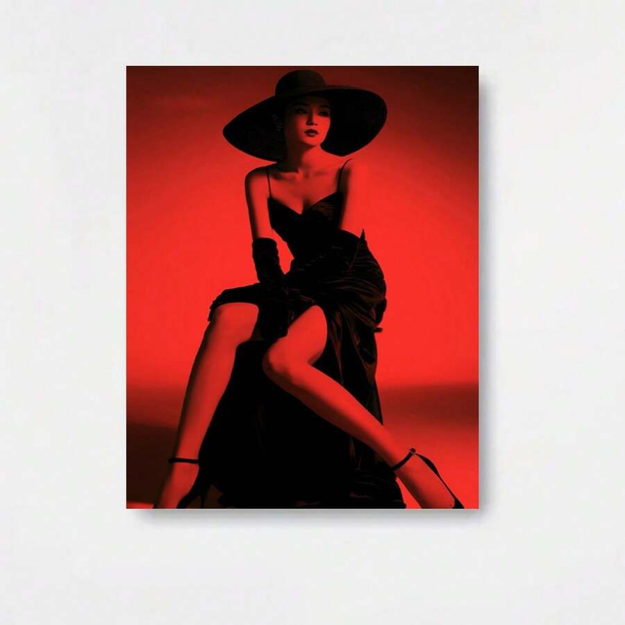 Pintura decorativa artística para mujer, estilo retro y moderno, 2D plana, 1 pieza - Sala de estar, dormitorio, estudio, mural para el hogar, arte de decoración de pared, decoración del hogar, regalo perfecto, decoración de festival - Enmarcado - Ver 1