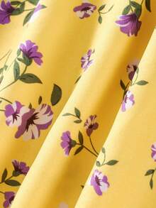 Womens Halter Neck Dress Front Back Tie Layered Floral Print Backless Short Dress - Amarillo - Ver 8