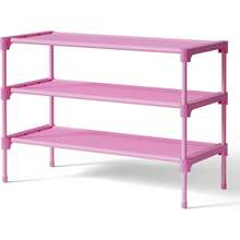 Shoe Rack - Non-Woven Shoe Rack Shelf, Shoe Organizer For Closet, Entryway, Garage & Corridor, Stackable Shoe Shelves, 27.5' Wid - Pink - View 1
