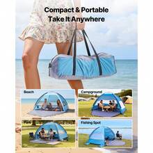 Beach Tent Sun Shelter For 4 Person, UPF 50+ Protection, Portable Sun Shade Canopy With Carrying Bag & Sand Pockets, Lightweight And Easy Setup Beach Umbrella For Camping Fishing Outdoor Picnic - Beach Tent Sun Shelter for 4 Person(106.3 X 66.5 X 59 In) - View 6