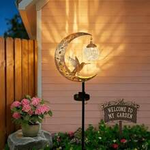 1pc Solar Powered Hummingbird Crackle Glass Stake Light, Outdoor Decor For Pathway, Backyard, Patio, Lawn, Garden - Hummingbird Ground Plant - View 4