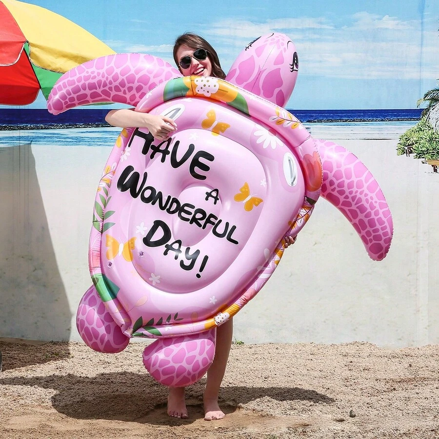 Large Rubber Turtle Pool Float, Fun Adult Beach Water Toy, Suitable As Pool Party Decoration Or Inflatable Water Island, Inflatable Animal Design, Perfect For Adults To Relax And Play In The Pool During Summer - A - View 1