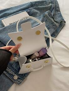 High-Quality Lipstick Pouch, Mini Square Bag, New Solid Color Versatile Handbag, Women Bag - White - View 7