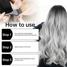 2-Piece Gray Hair Color Set, Conditioning Dye For Easy Application, Evenly Covers, Enhances Natural Shine, Vegan & Gentle Formula,  For All Hair Types - Xám - Xem 5