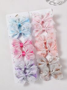 12/6pcs Girls Multi-Color Sequin Bow Hair Clips Hair Accessories Headwear Top Clips Back Clips Side Clips Alligator Hair Clips For Daily Use - Multicolor - View 5