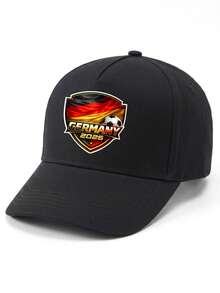 Germany 2026 Football  Print, Black Baseball Cap With National Flag Design, Unisex Adjustable Baseball Cap Hat For Men Women Machine Washable Out - 黑色 - 查看 1