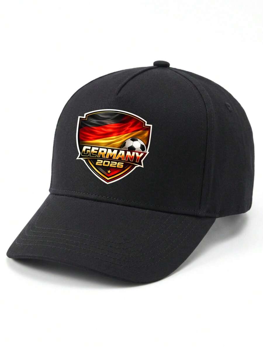 Germany 2026 Football Print, Black Baseball Cap With National Flag Design, Unisex Adjustable Baseball Cap Hat For Men Women Machine Washable Out - 黑色 - 查看 1