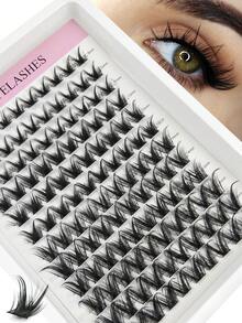 120 Pcs D Curl Lash Clusters Wispy Pointed Cluster Eyelash Extensions Fluffy Individual Lashes 9-16mm Waterproof Natural Lash Extension DIY Cluster Lashes With Soft Spiky Thin Band Cluster Lashes Extensions False Eyelashes Fake Lashes - 查看 1