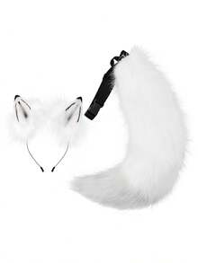 Multicolor Patchwork Fox Costume Set, Cute Animal Cosplay Props Include Cat Ear Headband, Fox Tail Halloween - Multicolor - View 19