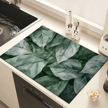 1pc Vintage Botanical Pattern Absorbent Dish Drying Mat, Home Decor, Suitable For Espresso Machine, Sink, Faucet, Bathroom, Kitchen Accessories - Multicolor - View 10