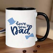 Regalo para el Día del Padre: Taza de 11 oz de color con la frase 'Te quiero, papá, estilo caballero'| Taza de Café Reutilizable - Excelente Regalo para el Día del Padre, Cumpleaños, Festividades, Regalo para Papá, Abuelo, Esposo - Negro - Ver 2