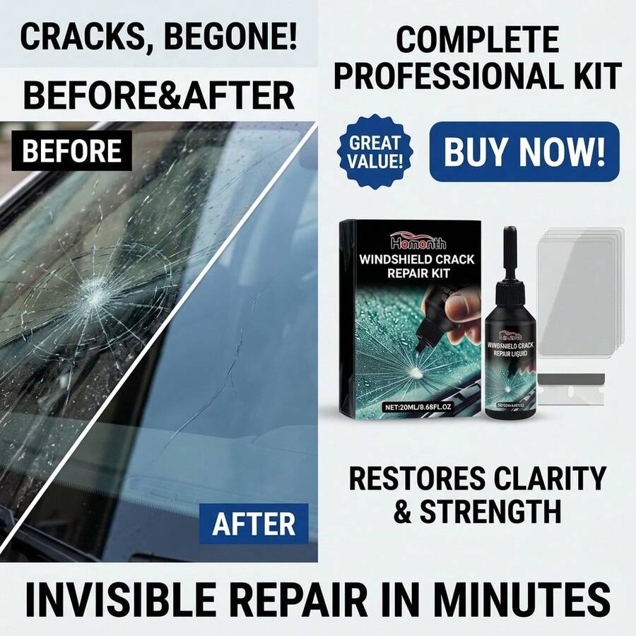 20ml Auto Glass Coating Kit, Hydrophobic Rainproof & Anti-Fog Agent For Car Windshield, Oil Film Remover Polish With Sponge For High Visibility